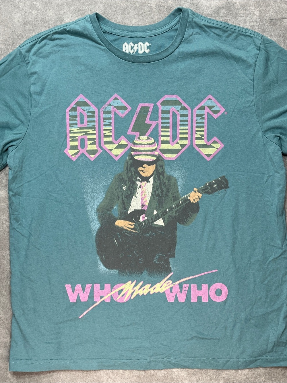 AC/DC Who Made Who‎ Graphic Band Tee Blue XXL 2022 Rock Music Shirt